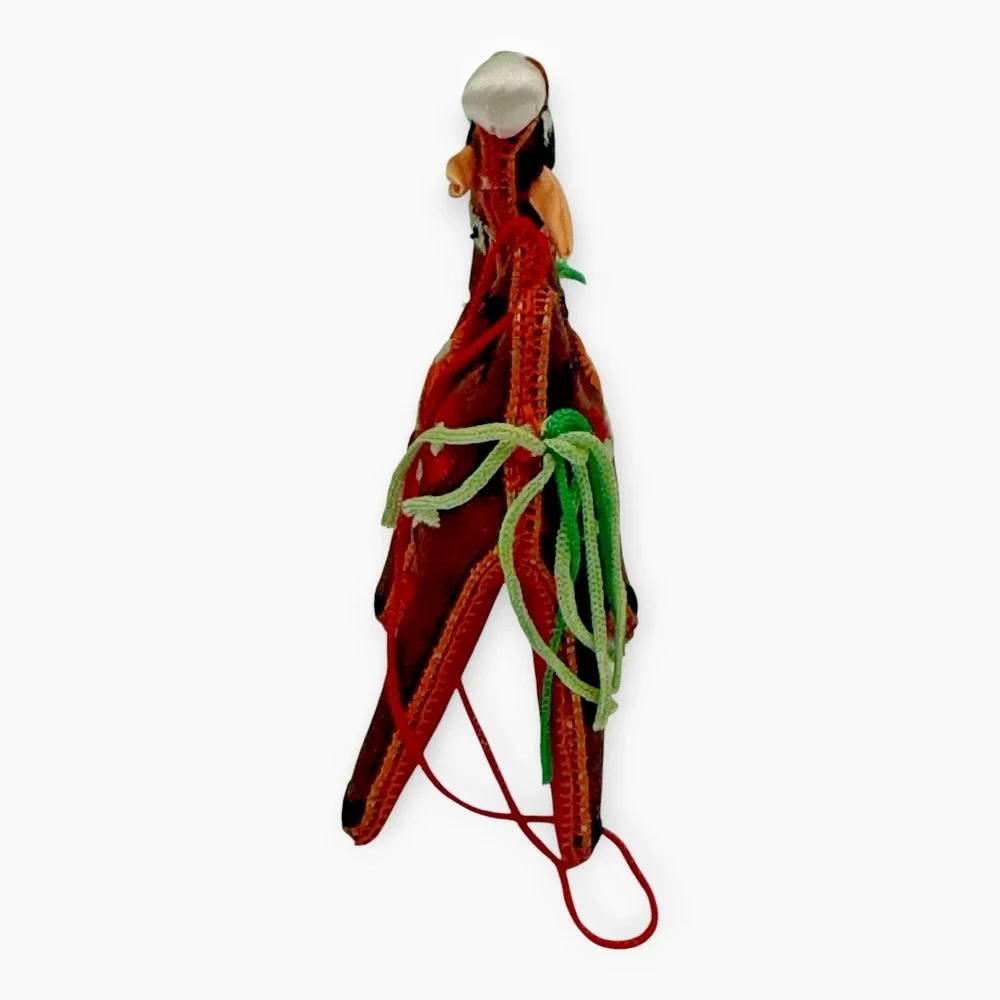 Handmade Camel Silk Fabric Ornament Embroidered Folk Art Figure Vintage